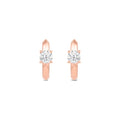 Created Round Solitaire Knife Edge Huggies - 14K Rose Gold image