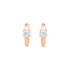 Created Round Solitaire Knife Edge Huggies - 14K Rose Gold image