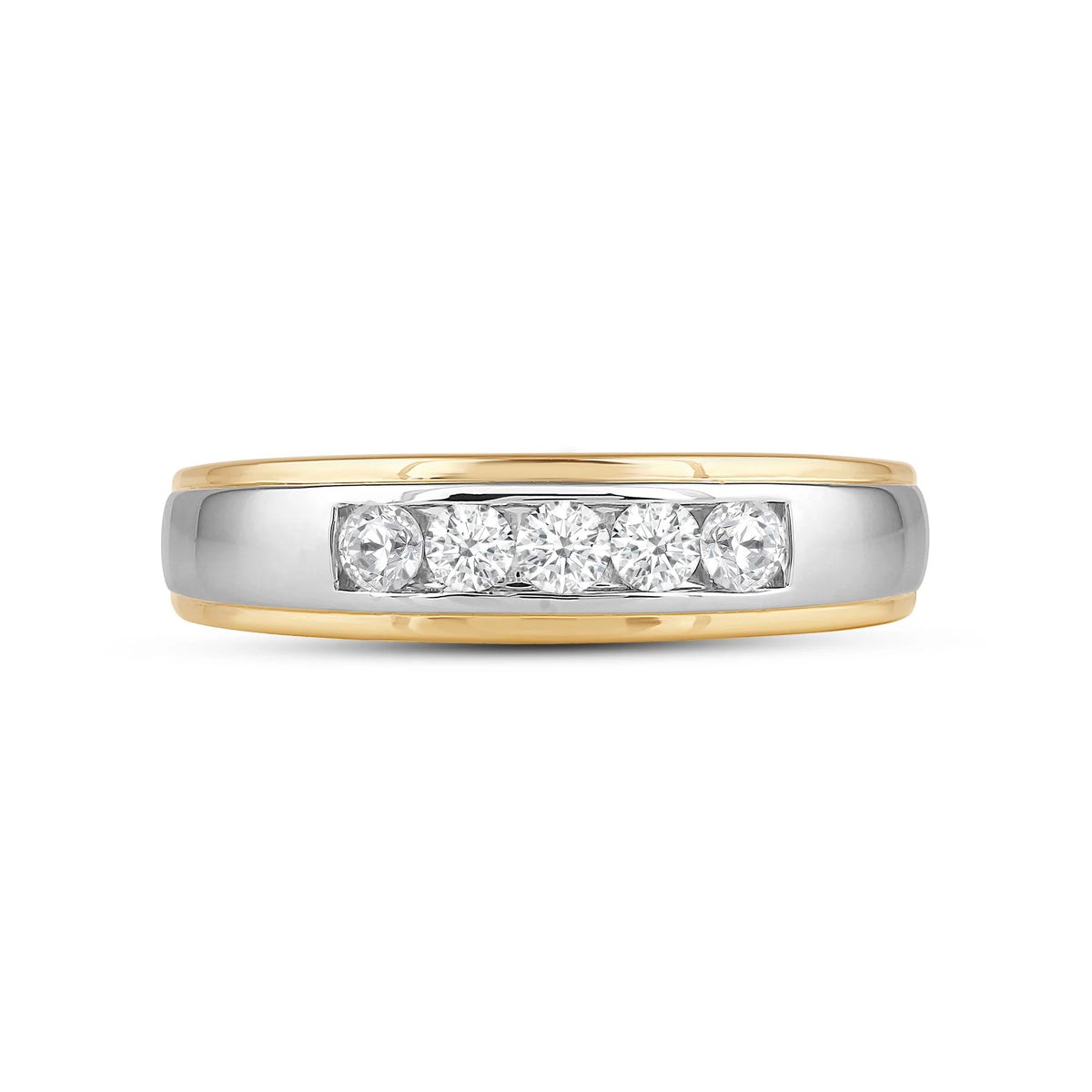 Two Channel Set 5 Stone Diamond Ring - 18K Yellow Gold image