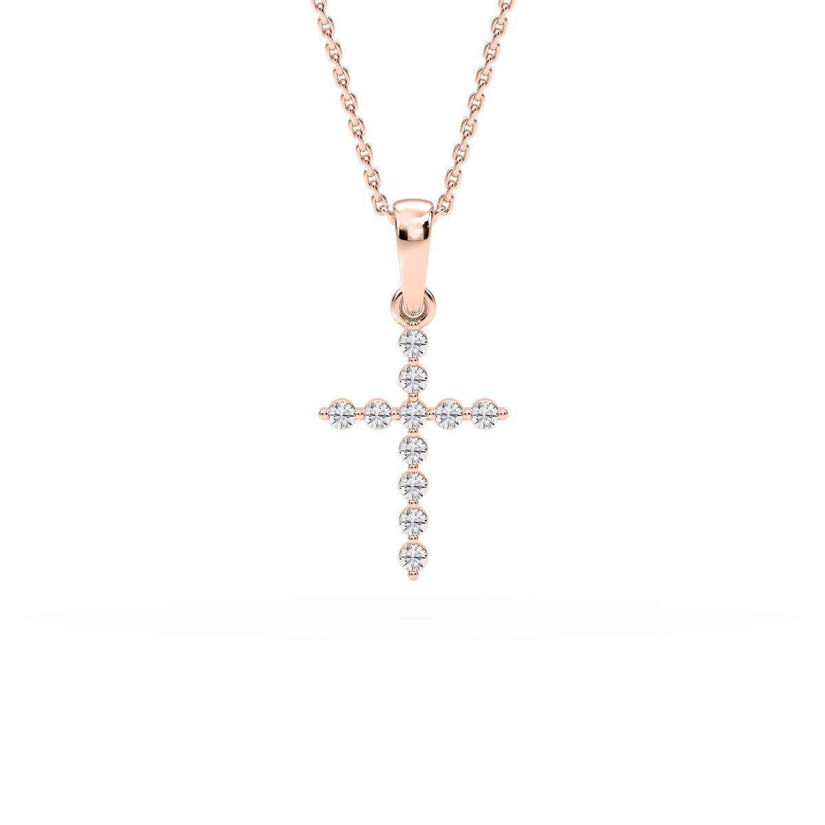 1/10 ctw Round LGD Shared Prong Cross Pendant – 16 to 18 inches