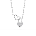 1/15 ctw Round LGD Double Heart Lock Pendant - 16 to 18 Inches