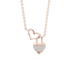 1/15 ctw Round LGD Double Heart Lock Pendant - 16 to 18 Inches