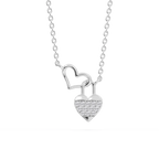 1/15 ctw Round LGD Double Heart Lock Pendant - 16 to 18 Inches