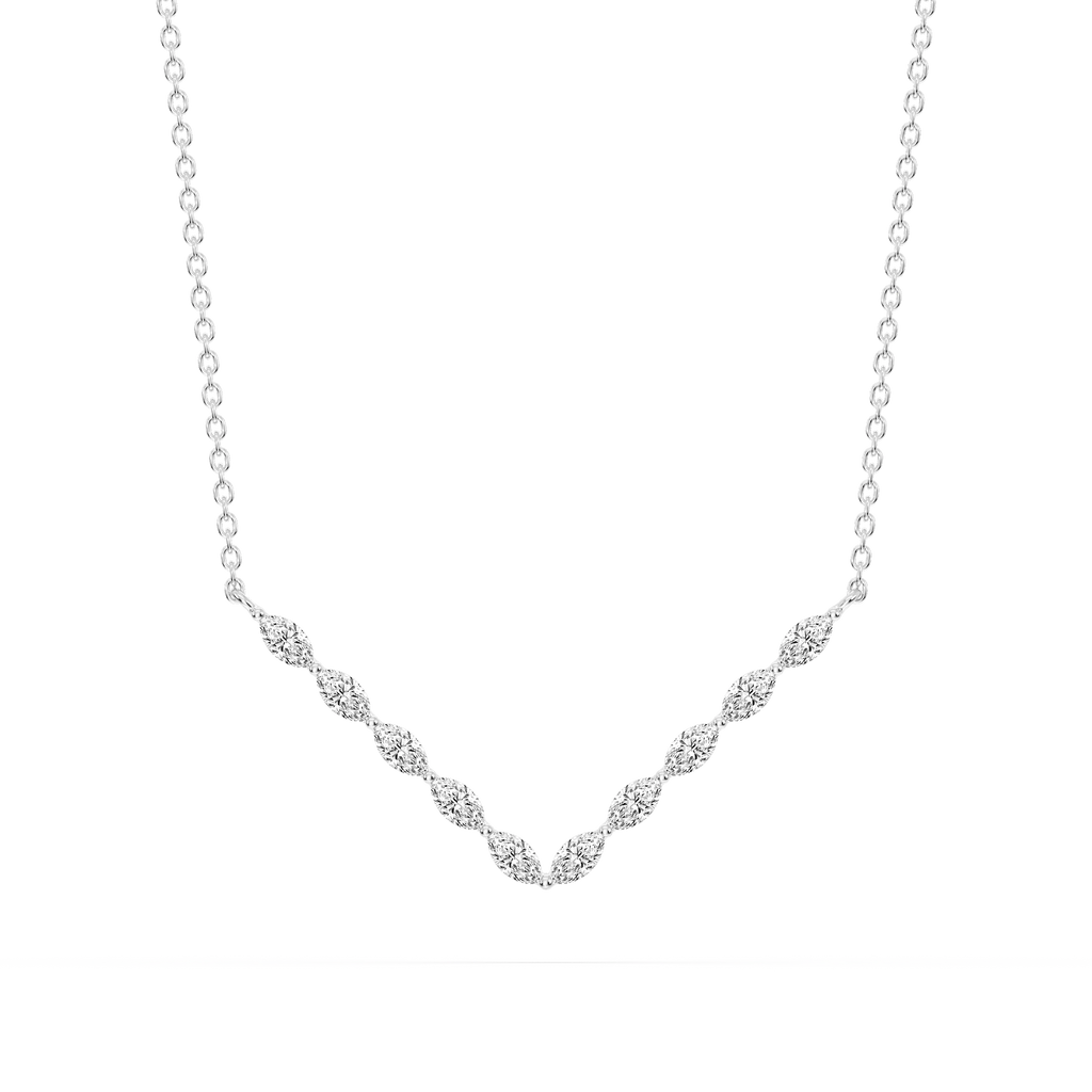 1/2 ctw Marquise LGD Share Prong V Necklace - 16 to 18 Inches