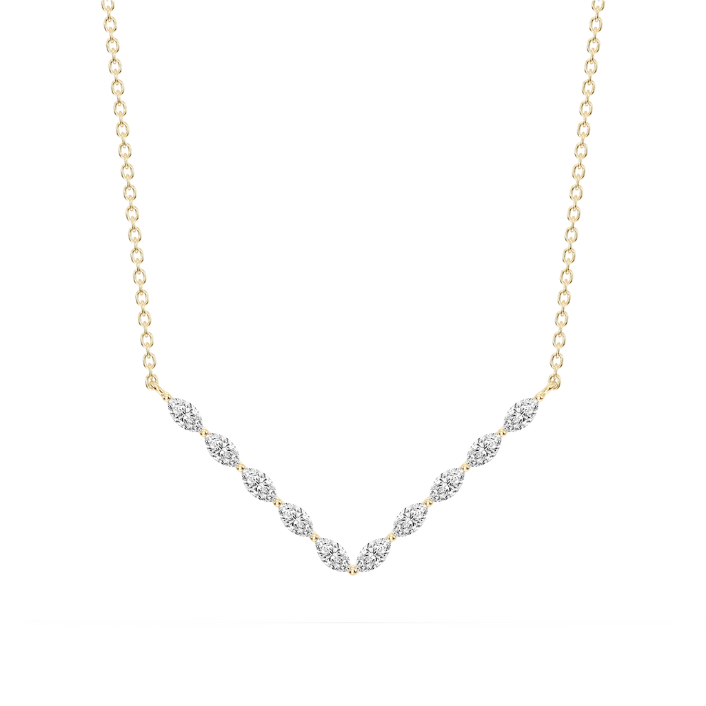 1/2 ctw Marquise LGD Share Prong V Necklace - 16 to 18 Inches