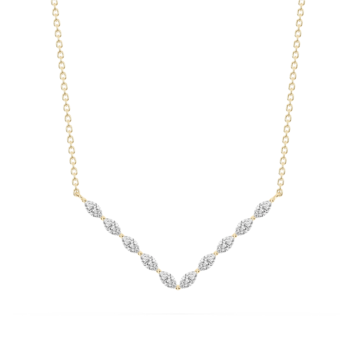 1/2 ctw Marquise LGD Share Prong V Necklace - 16 to 18 Inches