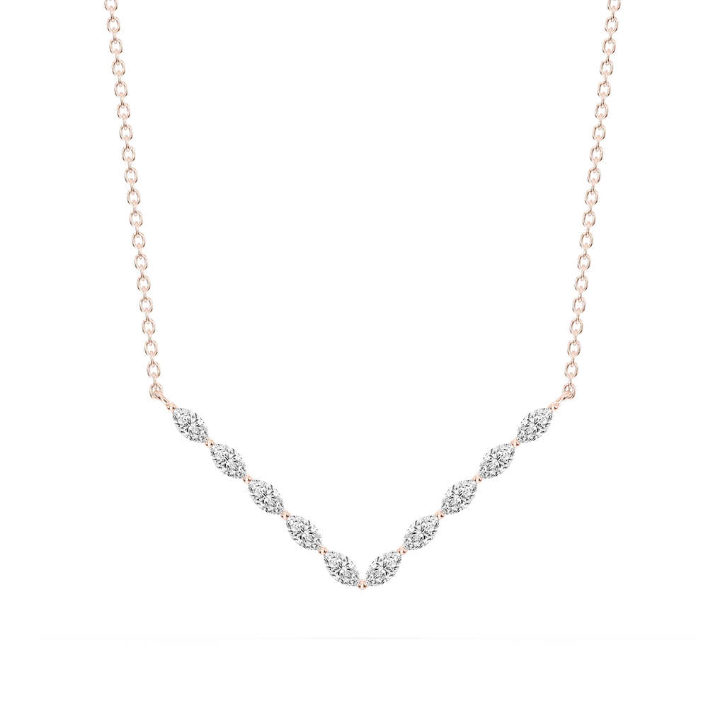1/2 ctw Marquise LGD Share Prong V Necklace - 16 to 18 Inches