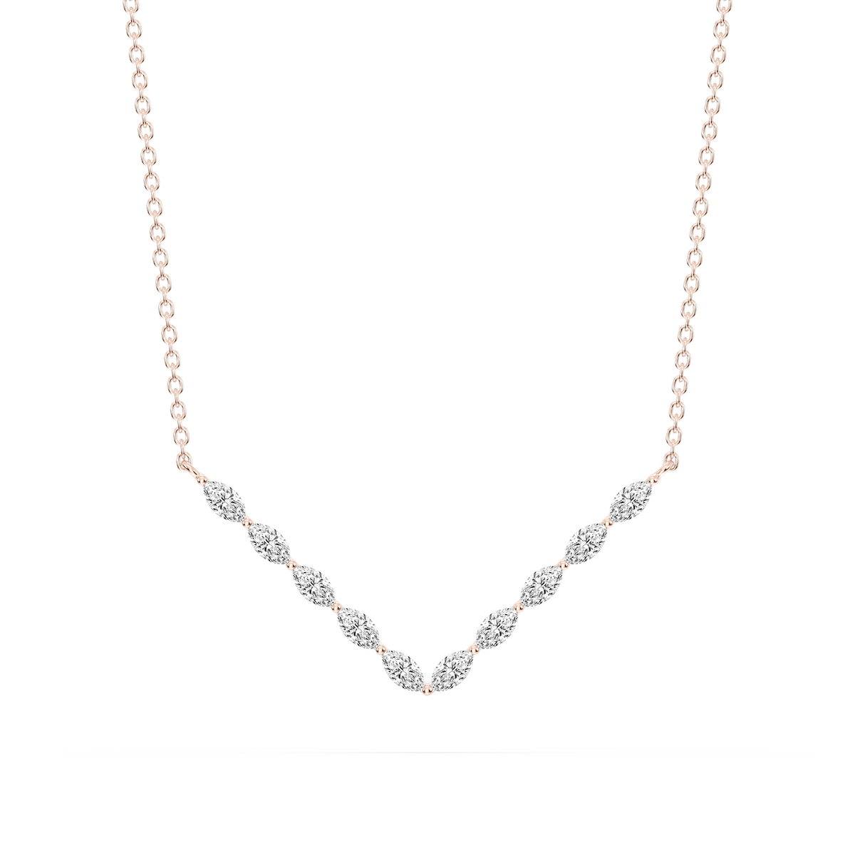 1/2 ctw Marquise LGD Share Prong V Necklace - 16 to 18 Inches