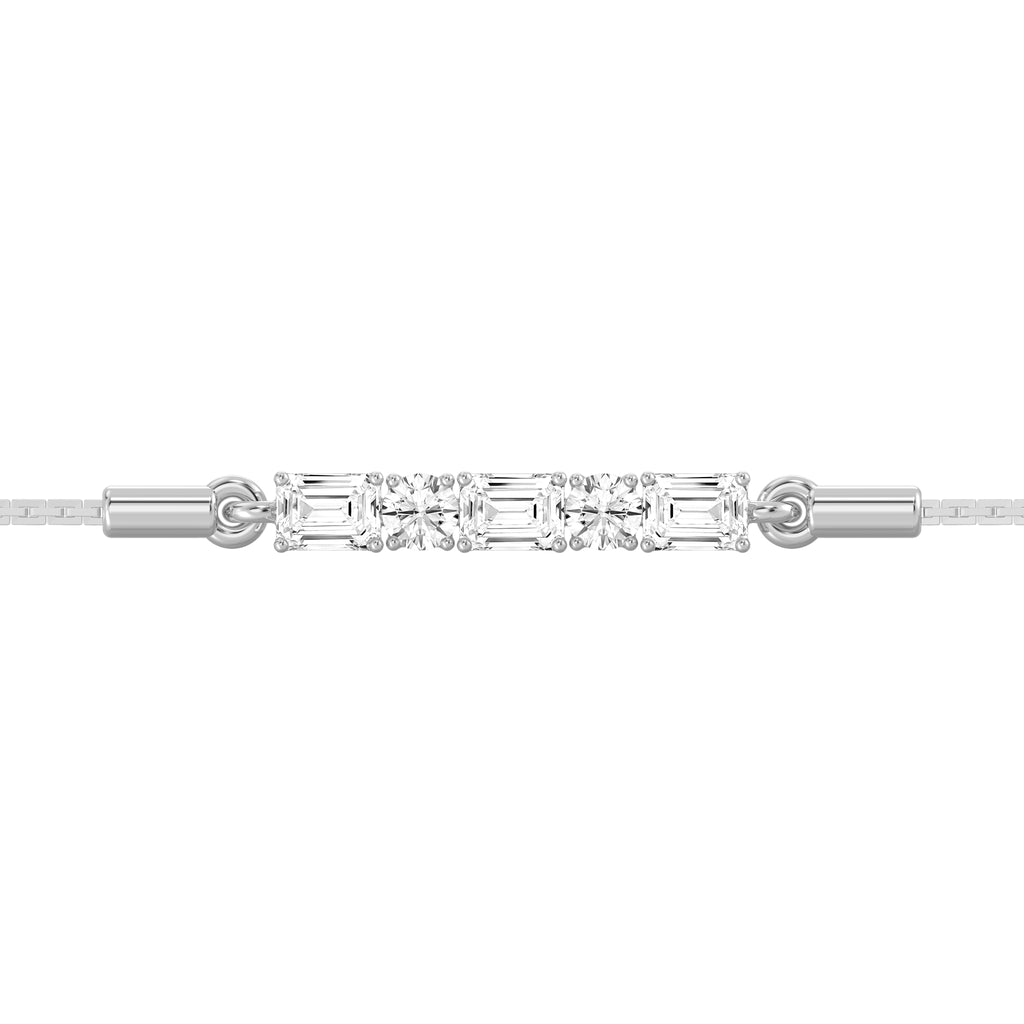 1/2 ctw Round and Emerald LGD Alternating Five-Stone Bolo - 7 Inches