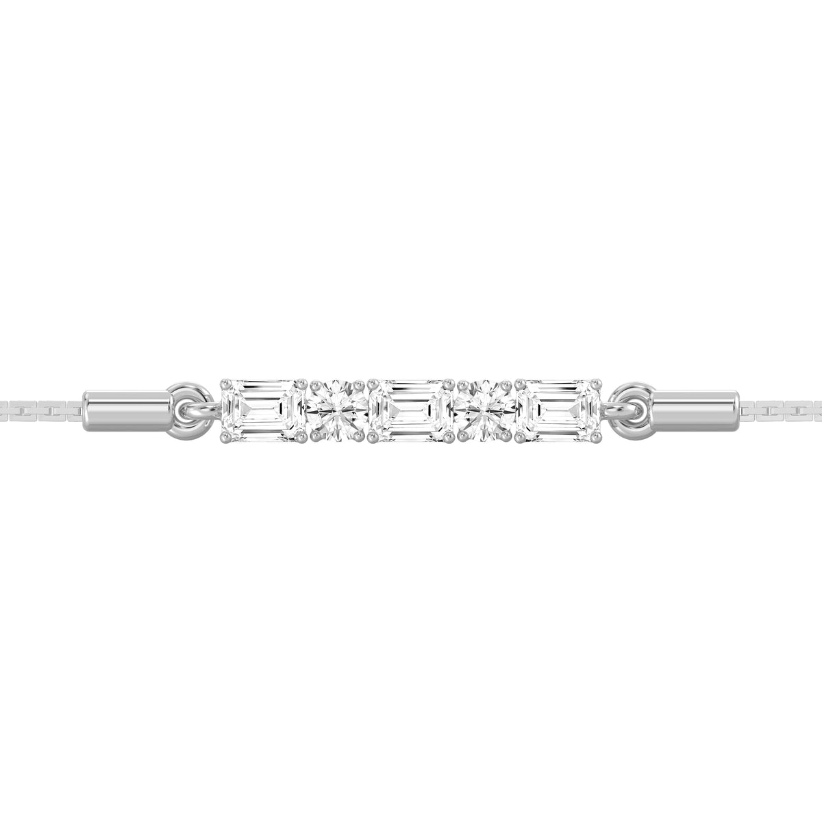1/2 ctw Round and Emerald LGD Alternating Five-Stone Bolo - 7 Inches