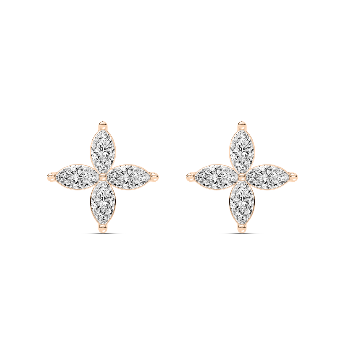 1 ⅝ ctw Marquise LGD Petal Stud Earrings - 14K White Gold