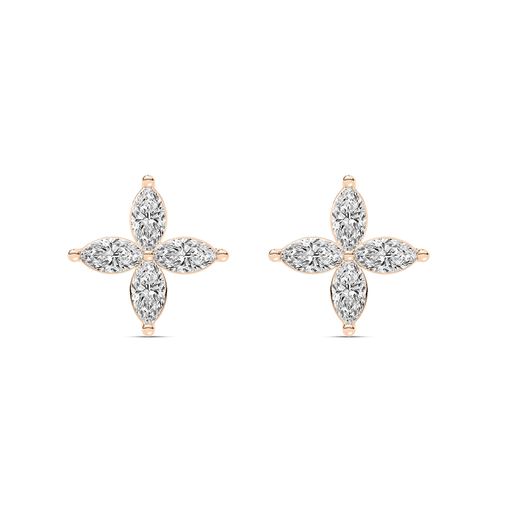 1 ⅝ ctw Marquise LGD Petal Stud Earrings - 14K Rose Gold