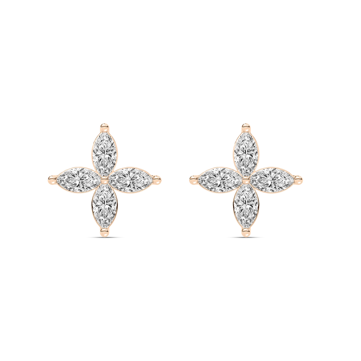 1 ⅝ ctw Marquise LGD Petal Stud Earrings - 14K Rose Gold