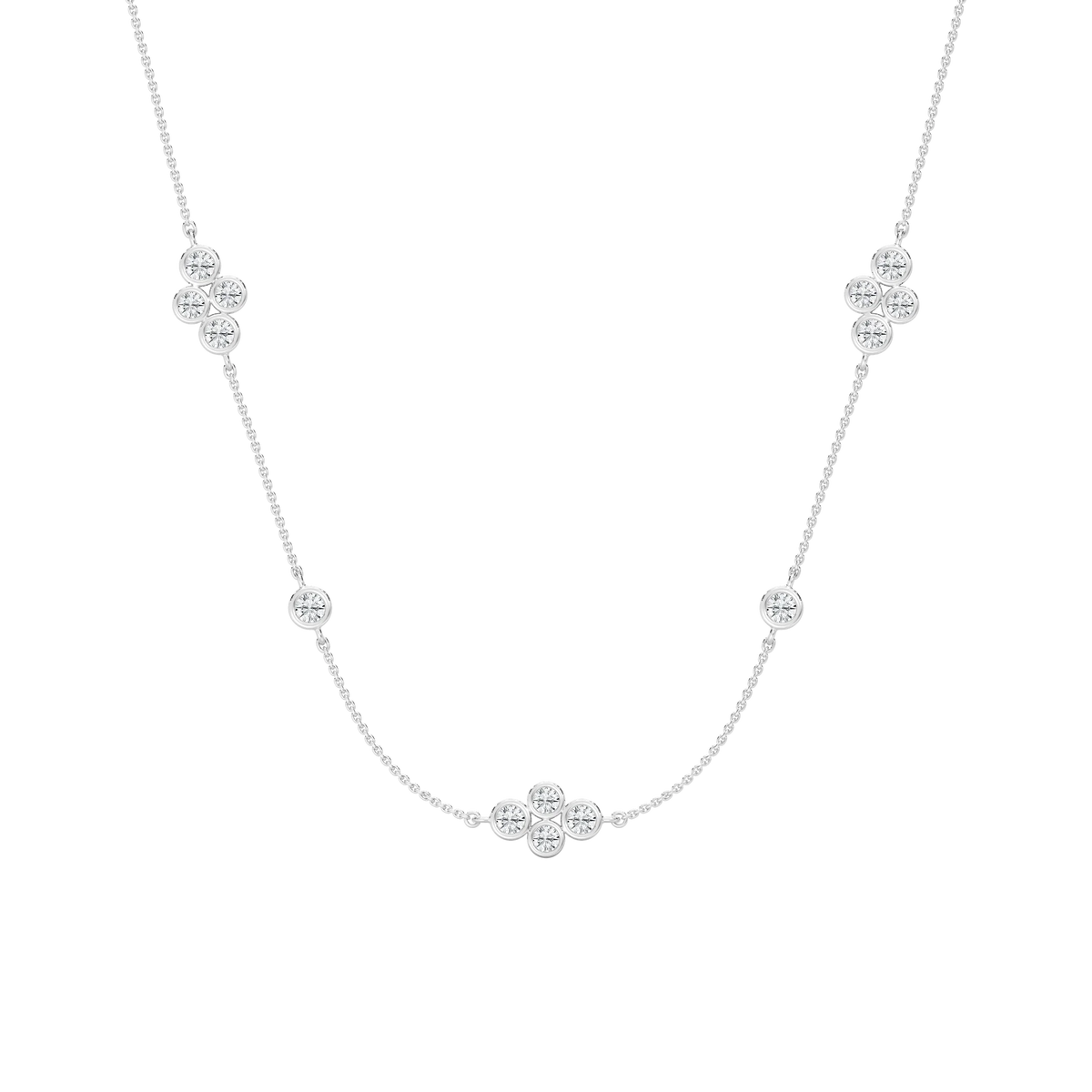 1 1/2 ctw Round LGD Station Necklace - 18 Inches