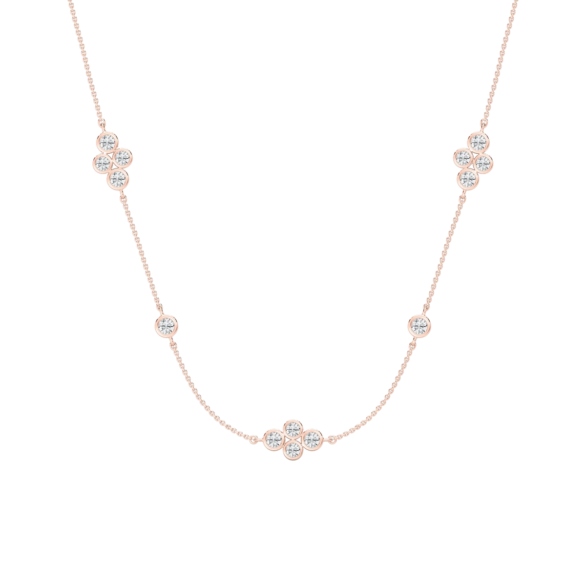1 1/2 ctw Round LGD Station Necklace - 18 Inches