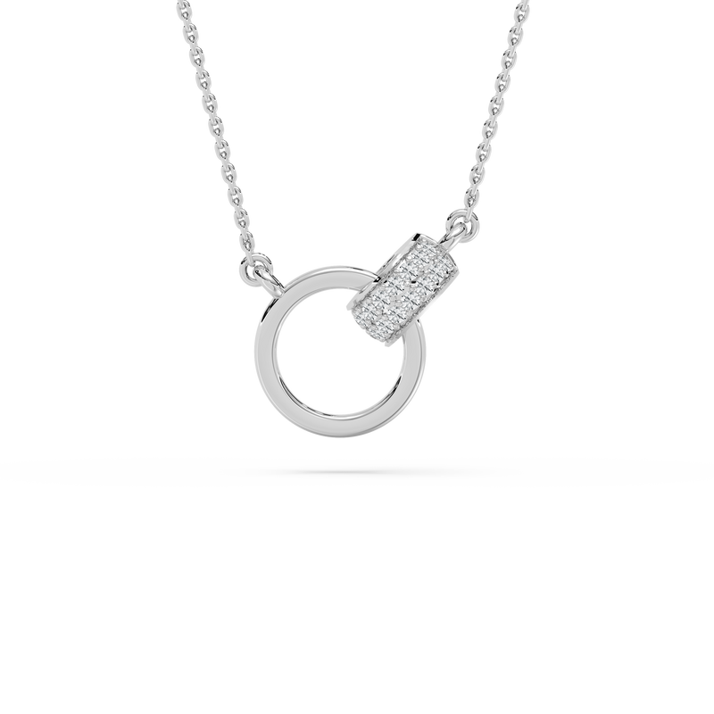 1/5 ctw Round LGD Sterling Silver Modern Interlocking Pendant - 18 Inch Adjustable Chain