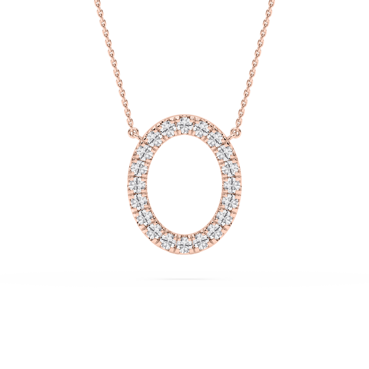 1/6 ctw Oval LGD Pave Open Square Pendant – 16 to 18 inches