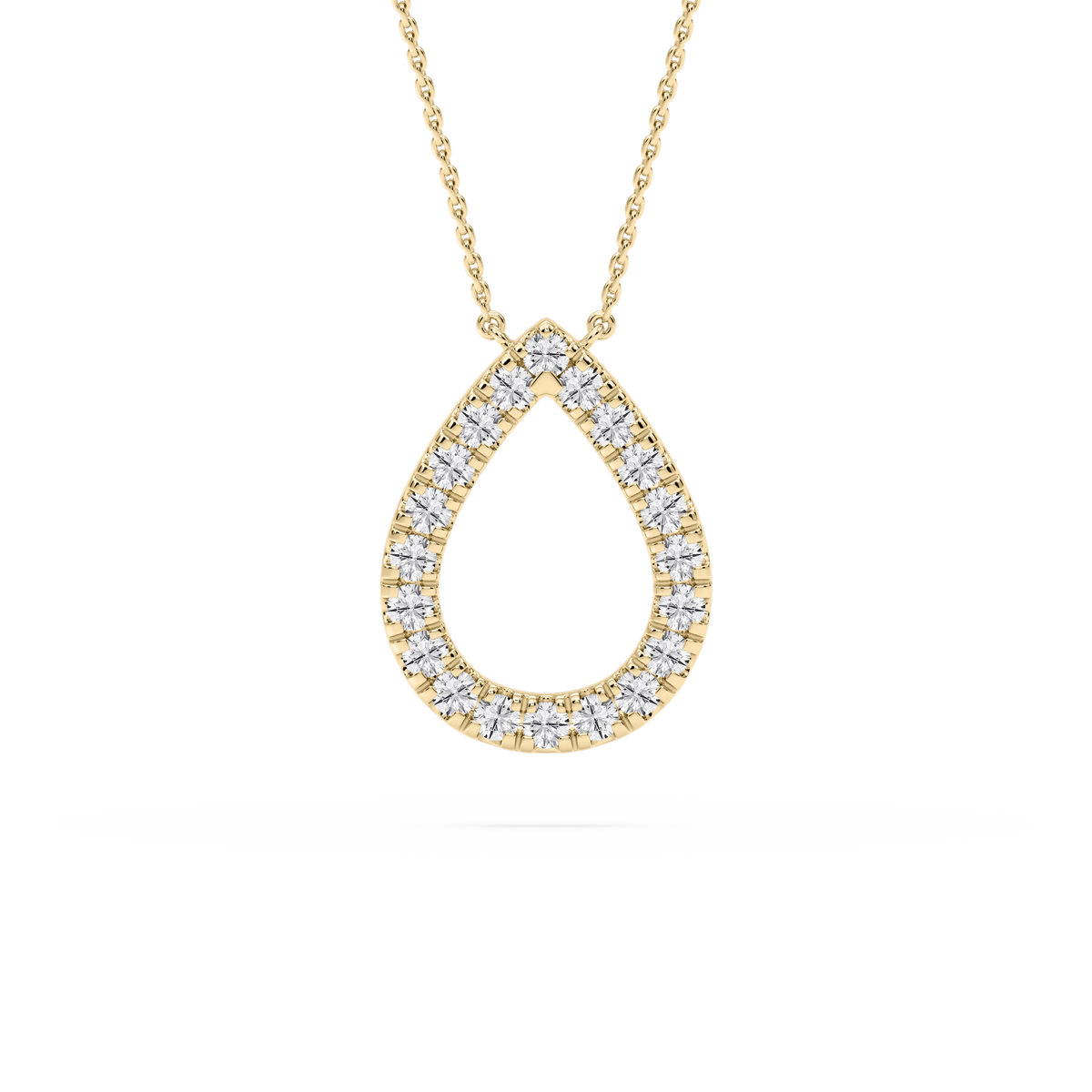 1/6 ctw Pear LGD Pave Open Square Pendant – 16 to 18 inches