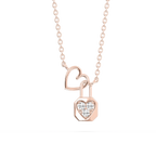 1/15 ctw Round LGD Heart and Lock Pendant - 16 to 18 Inches
