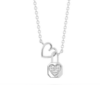 1/15 ctw Round LGD Heart and Lock Pendant - 16 to 18 Inches