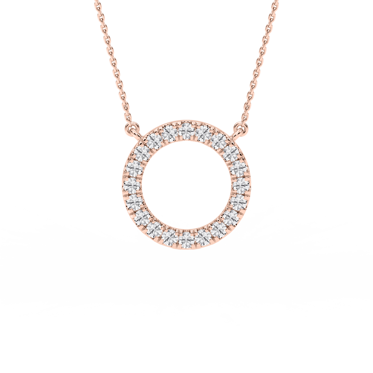 1/6 ctw Round LGD Pave Open Circle Pendant – 16 to 18 inches