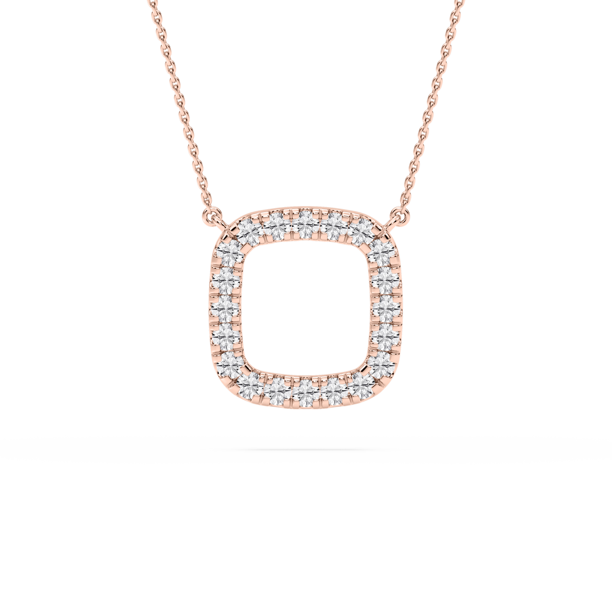 1/6 ctw Round LGD Pave Open Square Pendant – 16 to 18 inches