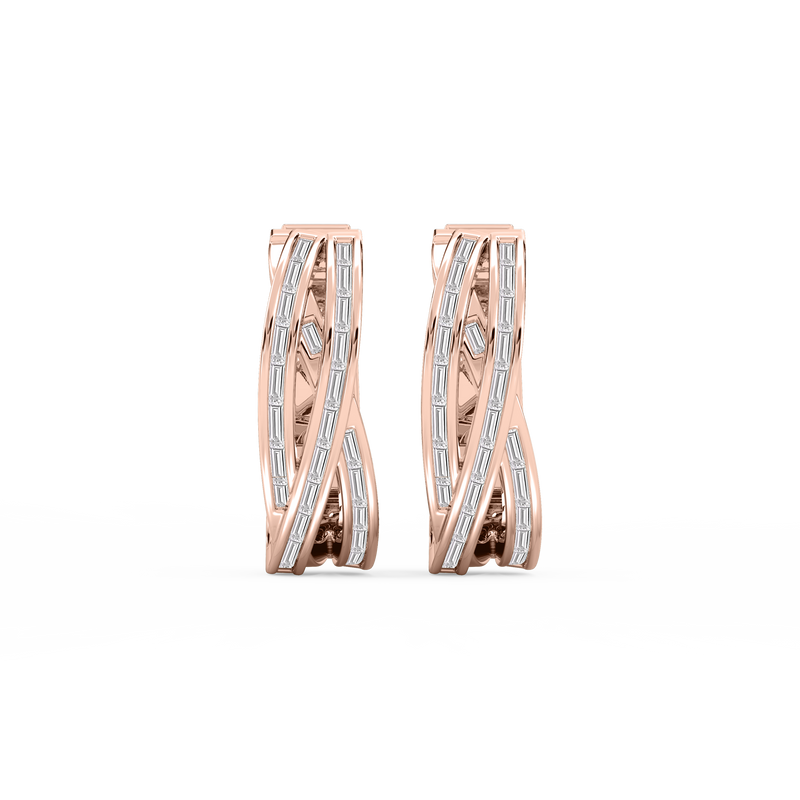 1 ctw Baguette LGD Channel Set Crossover Hoop Earrings