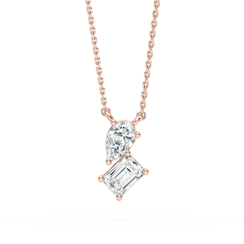 1 ctw Emerald and Pear LGD Two Stone Pendant – 16-18 Inches
