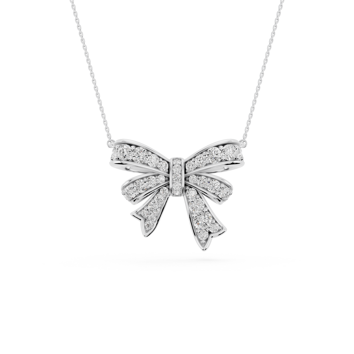 1  ½ ctw Round LGD Channel Set Bow Pendant - 16 to 18 Inches