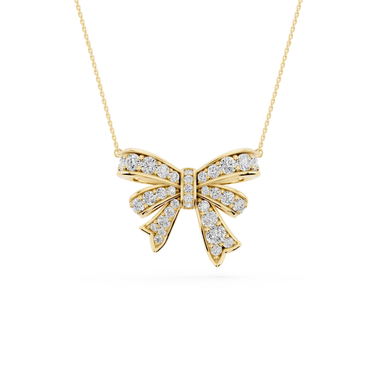 1  ½ ctw Round LGD Channel Set Bow Pendant - 16 to 18 Inches