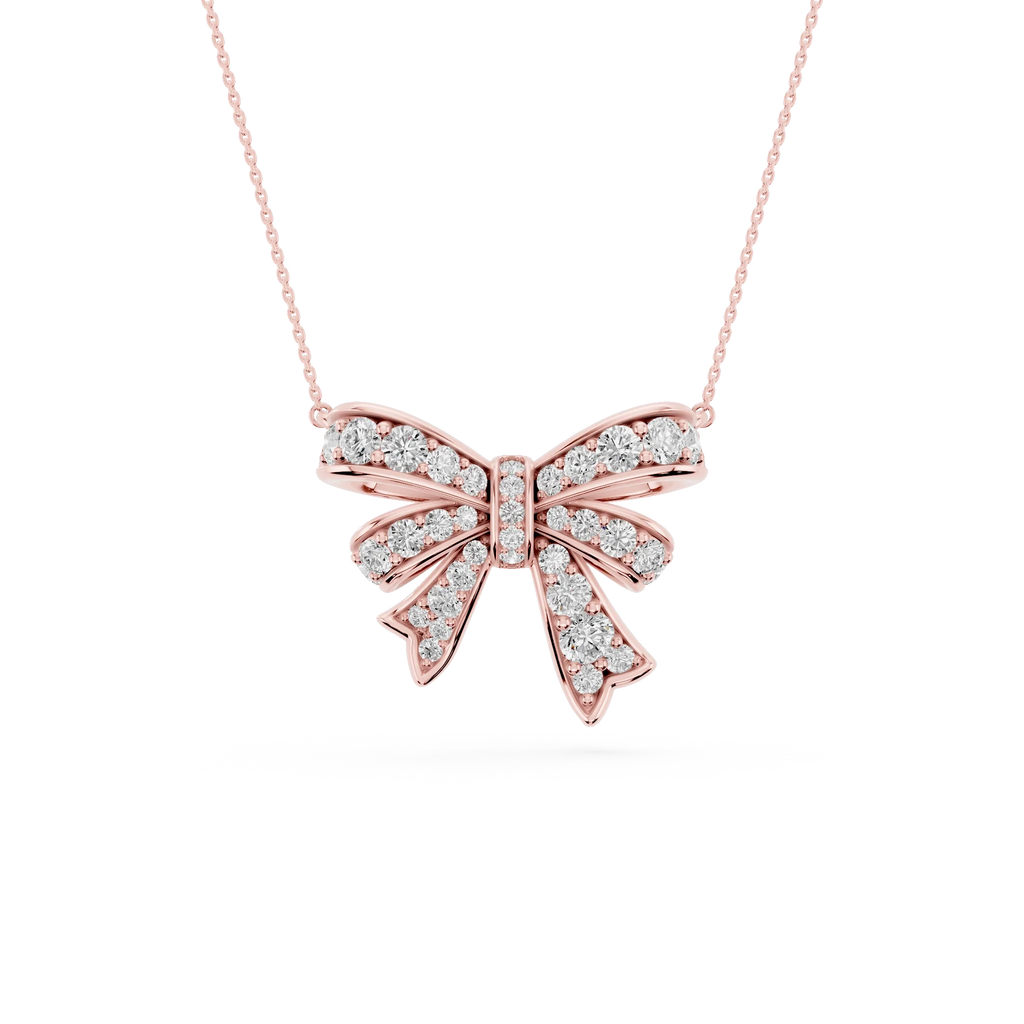 1  ½ ctw Round LGD Channel Set Bow Pendant - 16 to 18 Inches