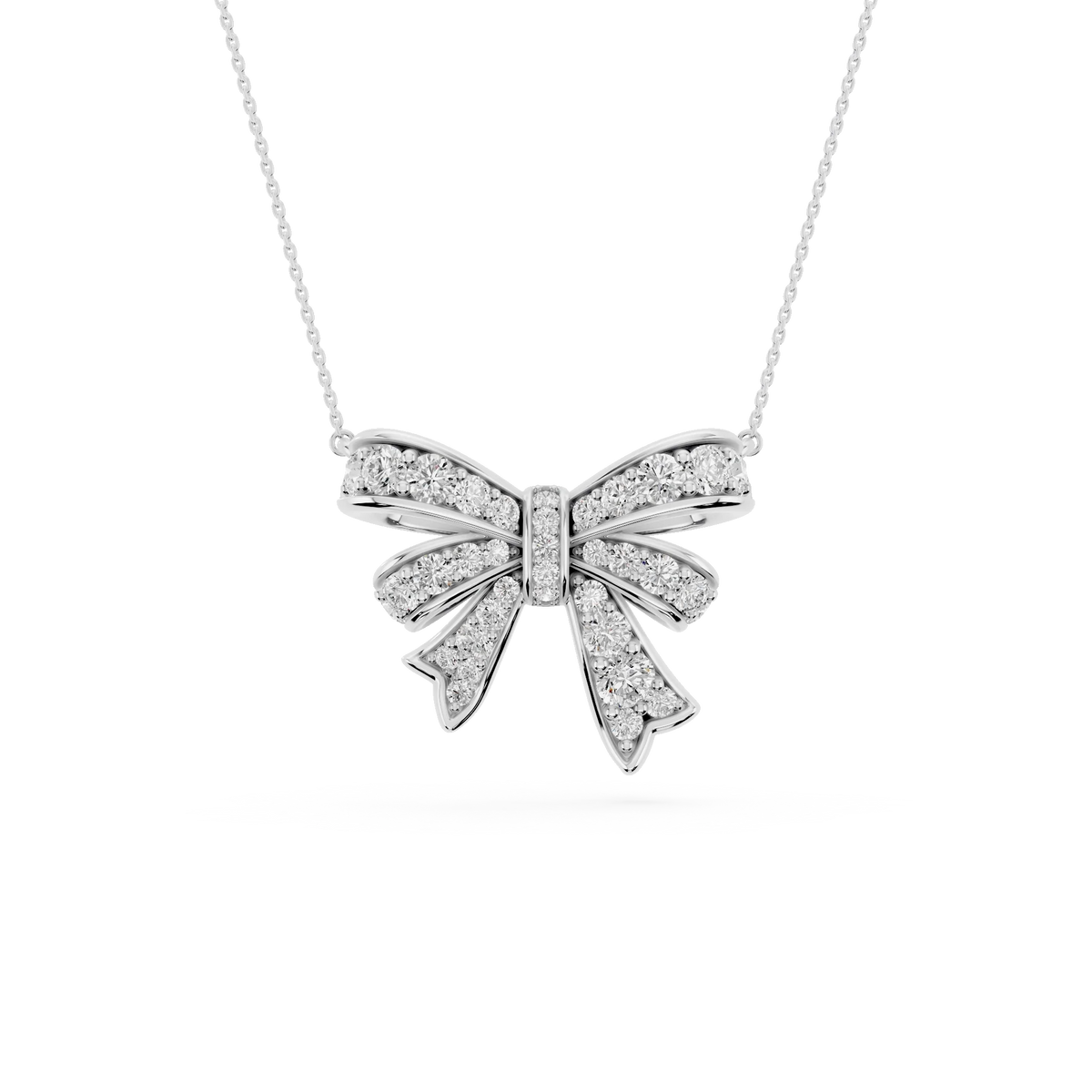 1  ½ ctw Round LGD Channel Set Bow Pendant - 16 to 18 Inches