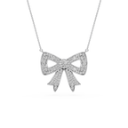 1  ½ ctw Round LGD Pave Bow Pendant - 16 to 18 Inches