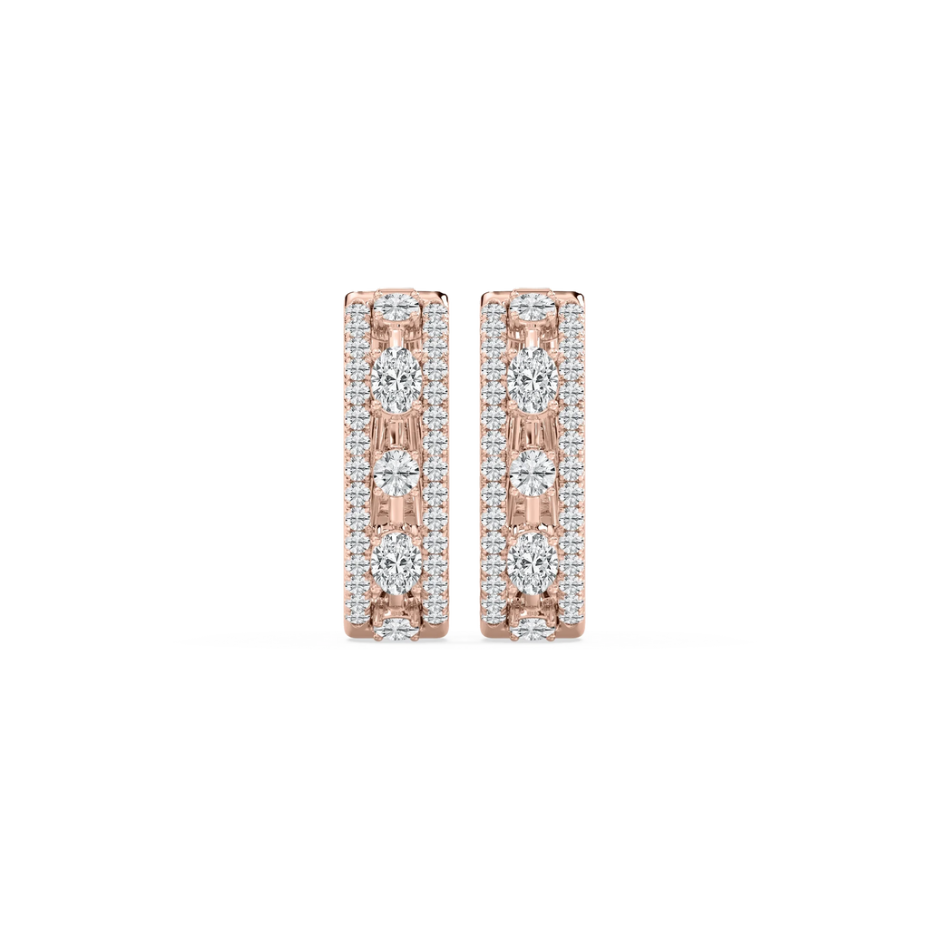 2 ⅝ ctw Oval and Round LGD Framed Hoop Earrings - 14K Rose Gold