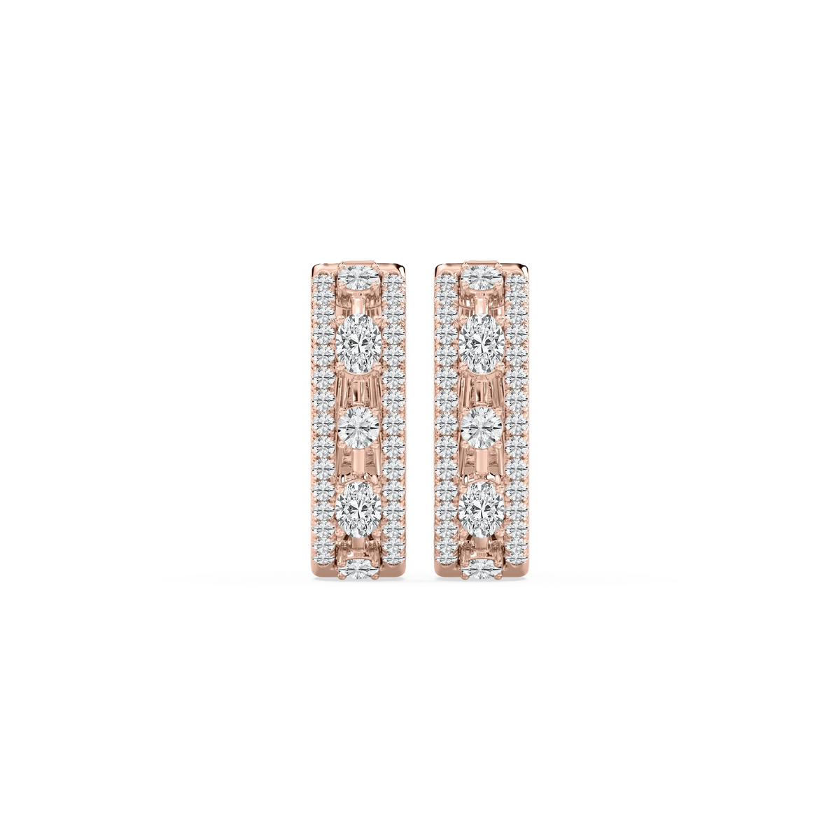 2 ⅝ ctw Oval and Round LGD Framed Hoop Earrings - 18K Rose Gold