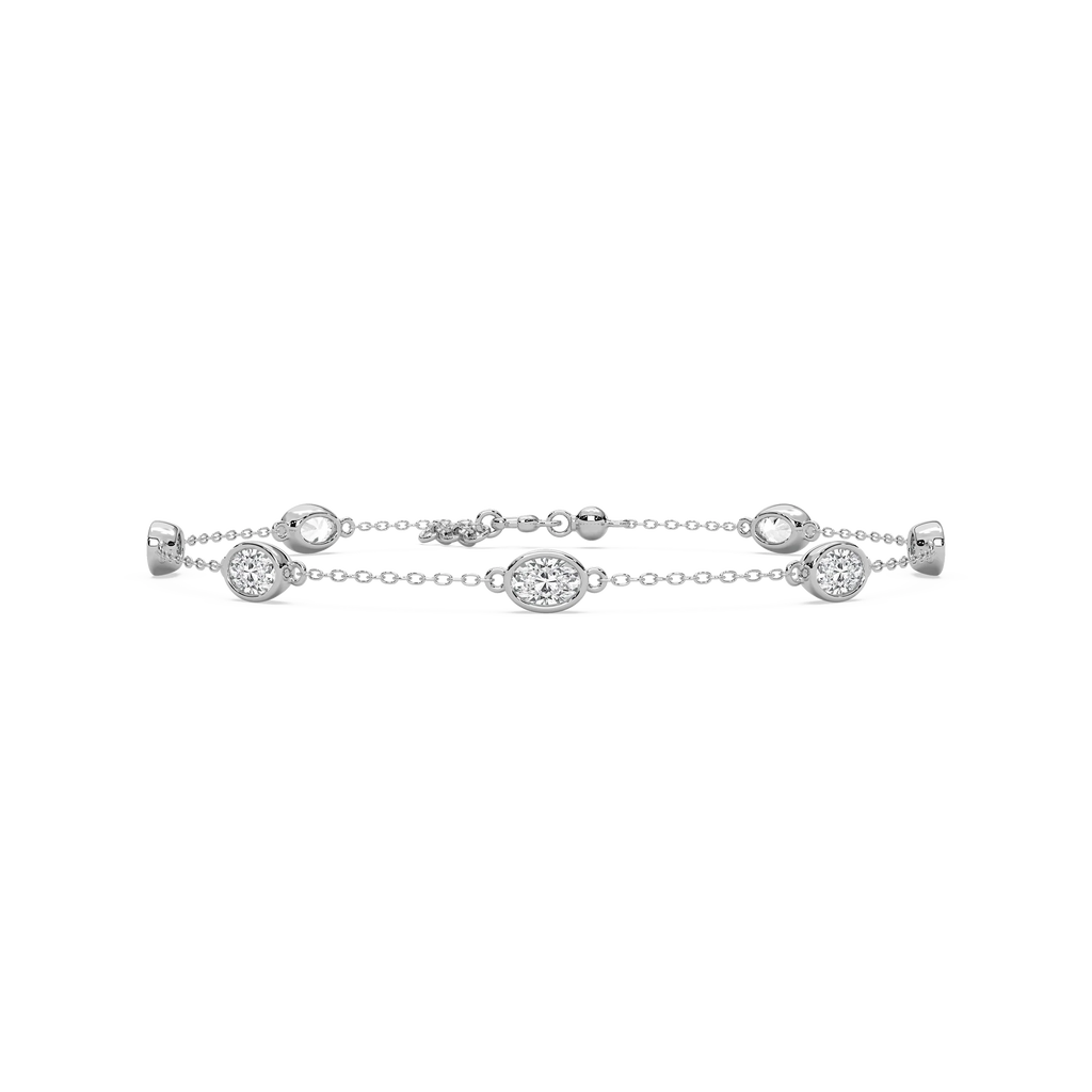1 ³⁄₄ ctw Oval LGD Station Chain Bracelet  - 7 Inches