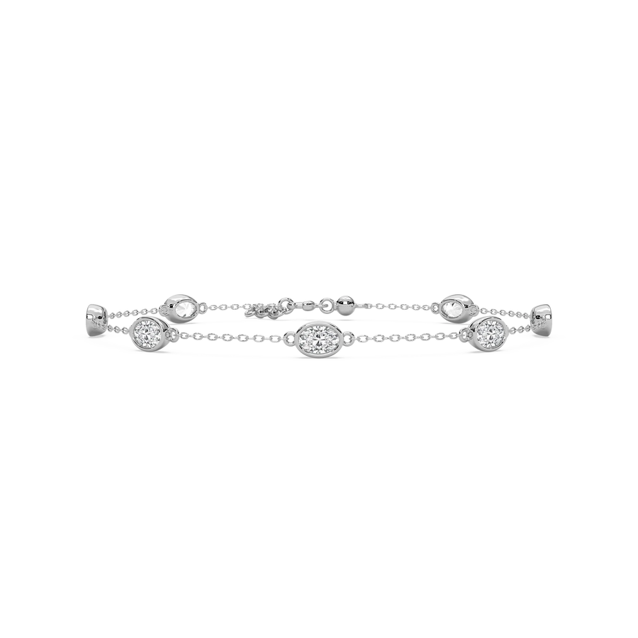 1 ³⁄₄ ctw Oval LGD Station Chain Bracelet  - 7 Inches