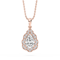 1 ¹⁄₅ ctw Pear and Round LGD Floral Halo Pendant – 16 to 18 inches
