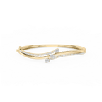 1 ½ ctw Oval and Round LGD Three Stone Bypass Bangle Bracelet  - 7.25 Inches