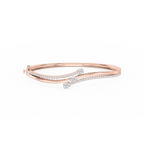 1 ½ ctw Oval and Round LGD Three Stone Bypass Bangle Bracelet  - 7.25 Inches