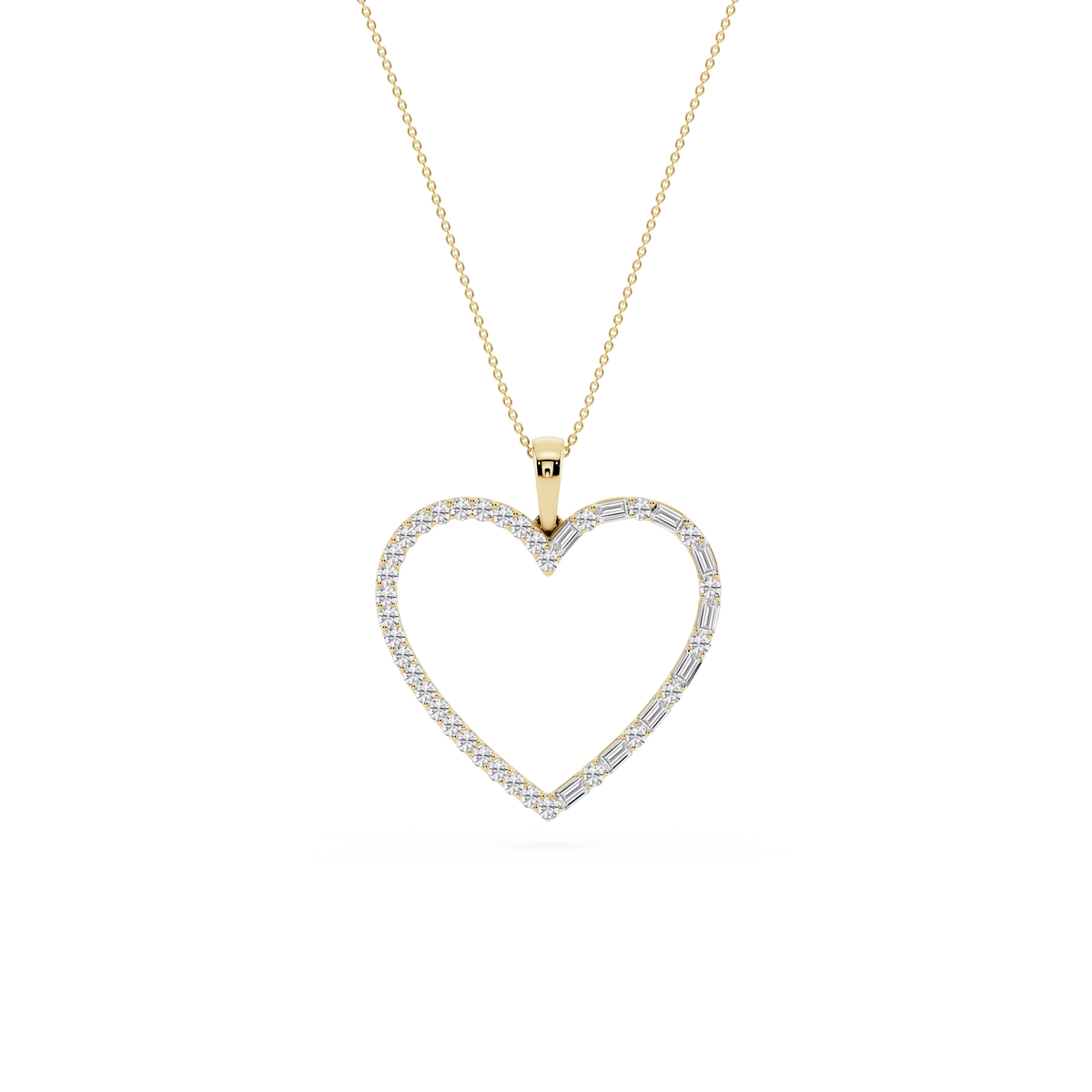 1 ctw Round and Baguette LGD Heart Pendant - 18 Inches