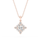 1 ctw Round and Pear LGD Floral Halo Pendant - 16 to 18 Inches