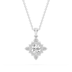 1 ctw Round and Pear LGD Floral Halo Pendant - 16 to 18 Inches