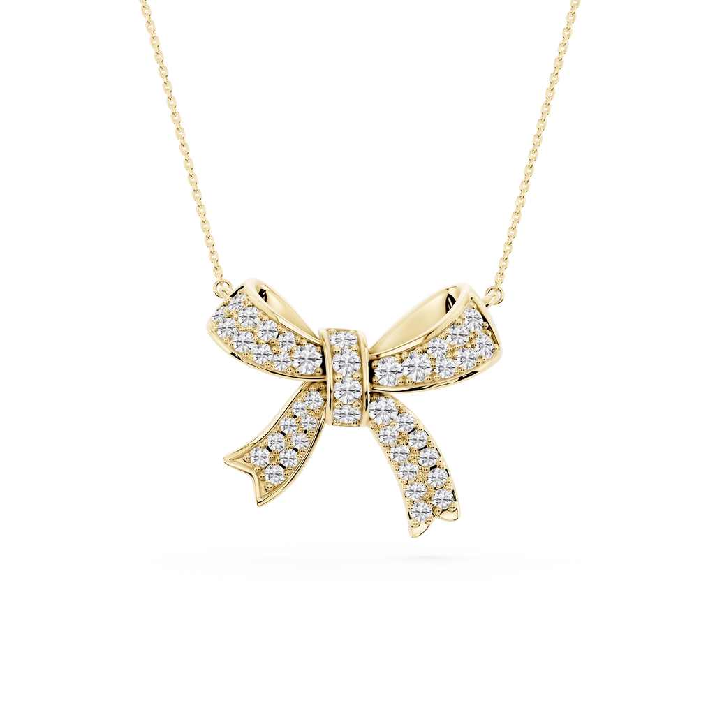 1 ½ ctw Round LGD Asymmetrical Bow Pendant - 16 to 18 inches