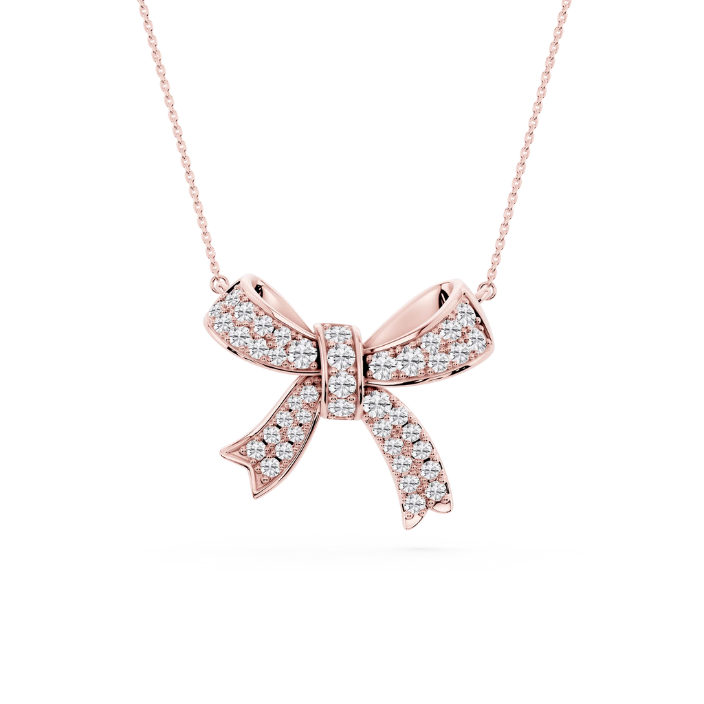 1 ½ ctw Round LGD Asymmetrical Bow Pendant - 16 to 18 inches