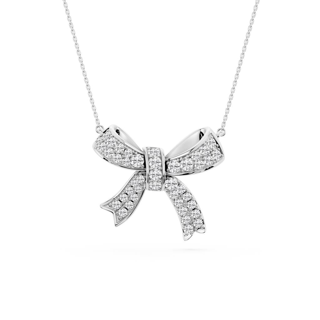 1 ctw Round LGD Asymmetrical Bow Pendant - 16 to 18 inches