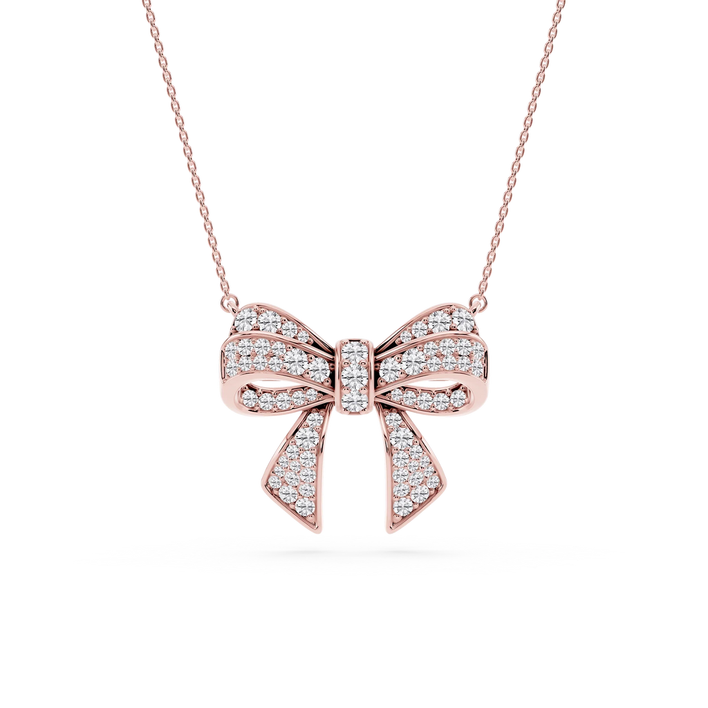 1 ½ ctw Round LGD Channel Bow Pendant - 16 to 18 inches