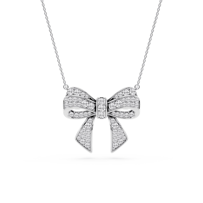 1 ctw Round LGD Channel Bow Pendant - 16 to 18 inches