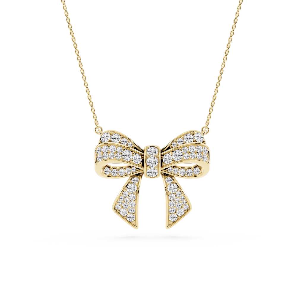 1 ctw Round LGD Channel Bow Pendant - 16 to 18 inches