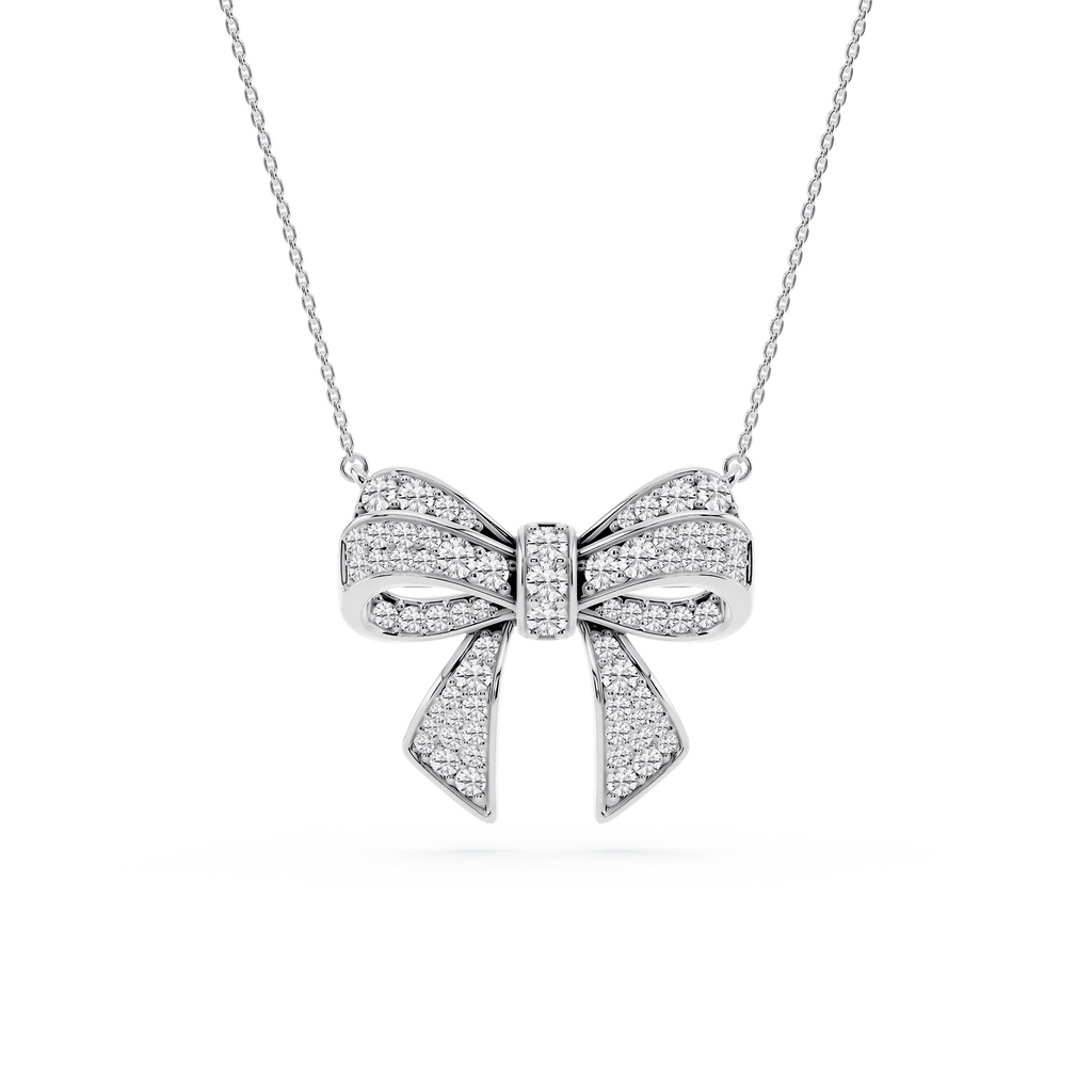 1 ctw Round LGD Channel Bow Pendant - 16 to 18 inches